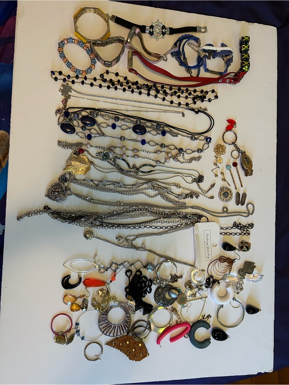 Mixed Women’s Necklace Collection in Blue, Black, Red and Silver